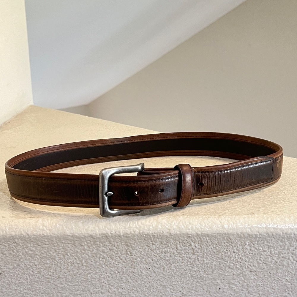 Mens Hawx Work Belt Distressed Leather Brown Size 36 Detachable Buckle USA‎